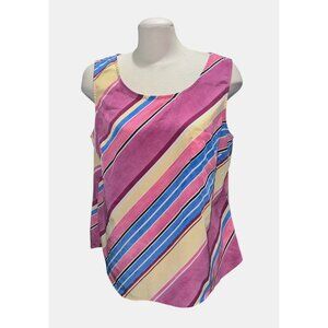Croft & Barrow Womens Sz XL Sleeveless Multicolor Striped Tank Top Blouse